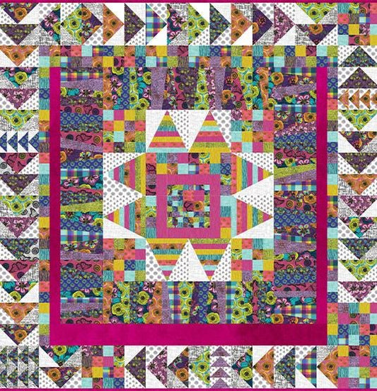 Modern Medallion quilt Kit fabrics and 12pp pattern Winding Road fabrics beyondthereef pattern