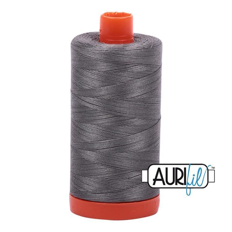 AURIFIL White 5004 Grey Smoke 50 wt Cotton Quilting Thread 1422 Yards