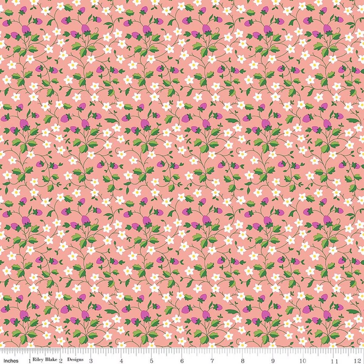 LIBERTY FABRICS BTHY Gifts from the Garden Strawberry Picking A Lasenby Cotton
