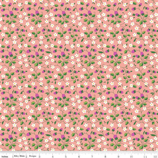 LIBERTY FABRICS BTHY Gifts from the Garden Strawberry Picking A Lasenby Cotton