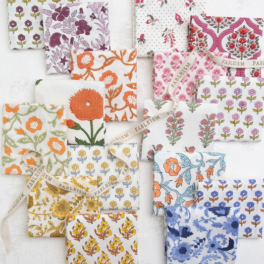 FABLEISM is here Cottage Indian Block Prints 16 HALF YARDS cotton fabric