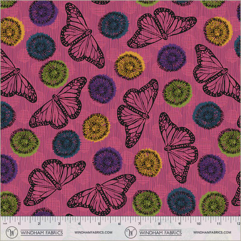 Winding Road Fabric Natalie Barnes Flight Color Magenta Windham Fabrics BTHY Quilting Cotton