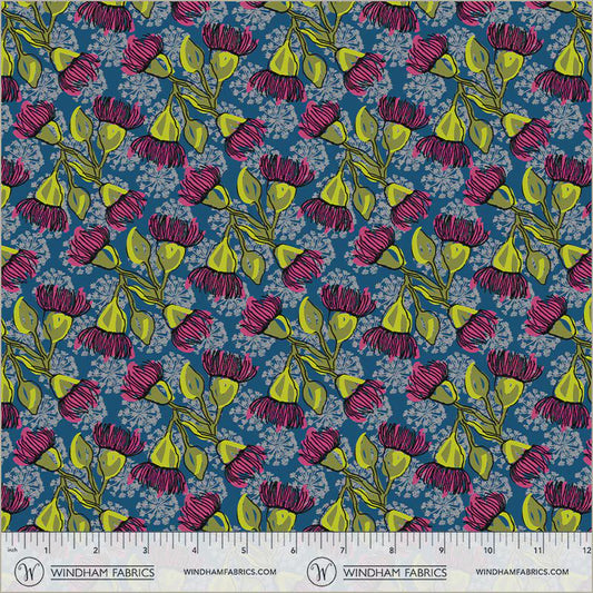 Winding Road Fabric Natalie Barnes Eucalyptus Color Teal Windham Fabrics BTHY Quilting Cotton