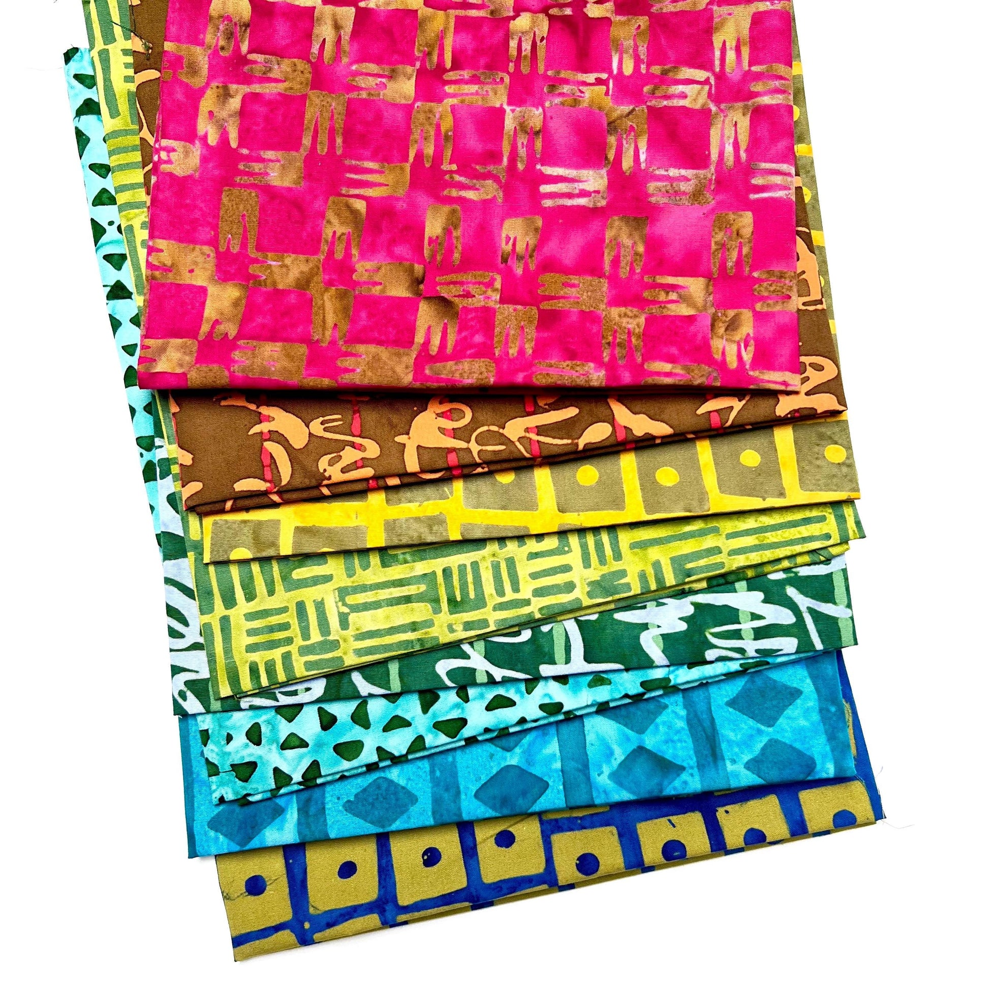 MARCIA DERSE EIGHT 8 fat quarters Stenographers Notebook Anthology Batik Fabric Bundle