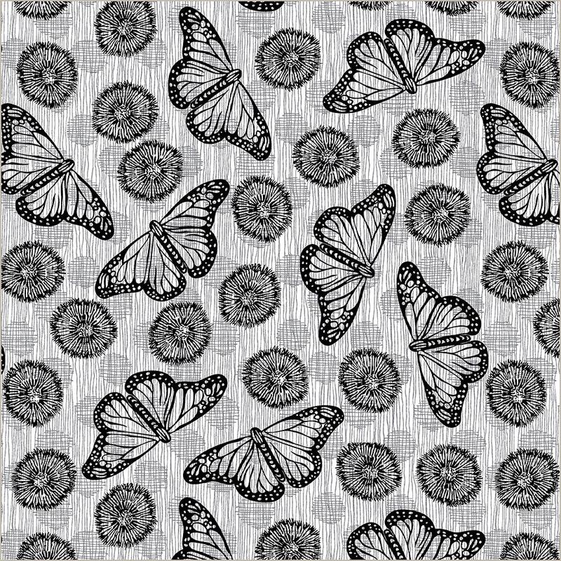 Winding Road fabric Grey White Butterfly Flight Natalie Barnes Windham Fabrics BTHY Quilting Cotton