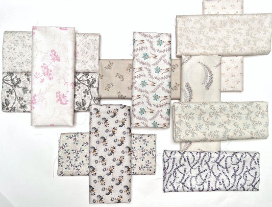 Laundry Baskets fabrics Low Volume half yard bundle quilting cotton