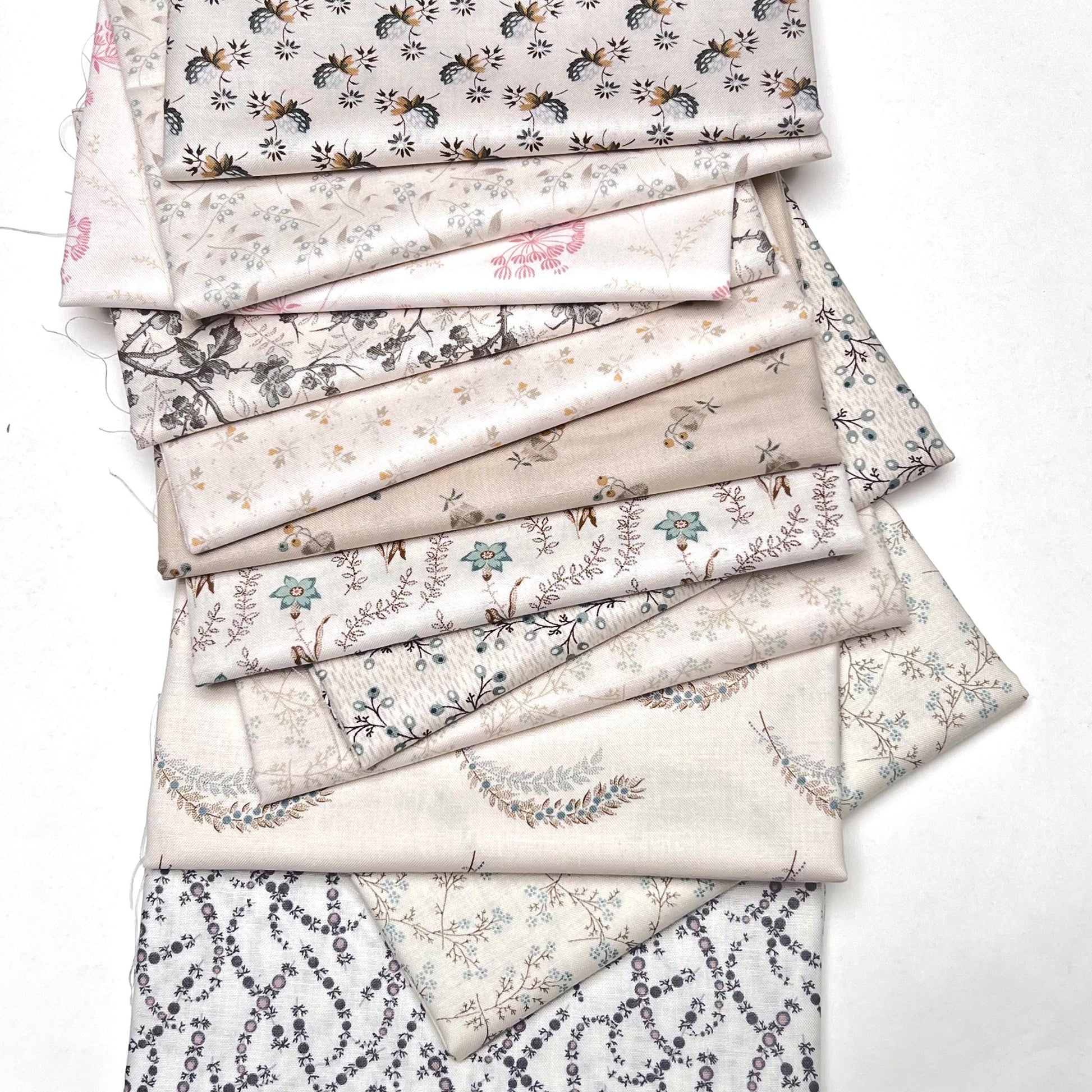 Laundry Baskets fabrics Low Volume half yard bundle quilting cotton