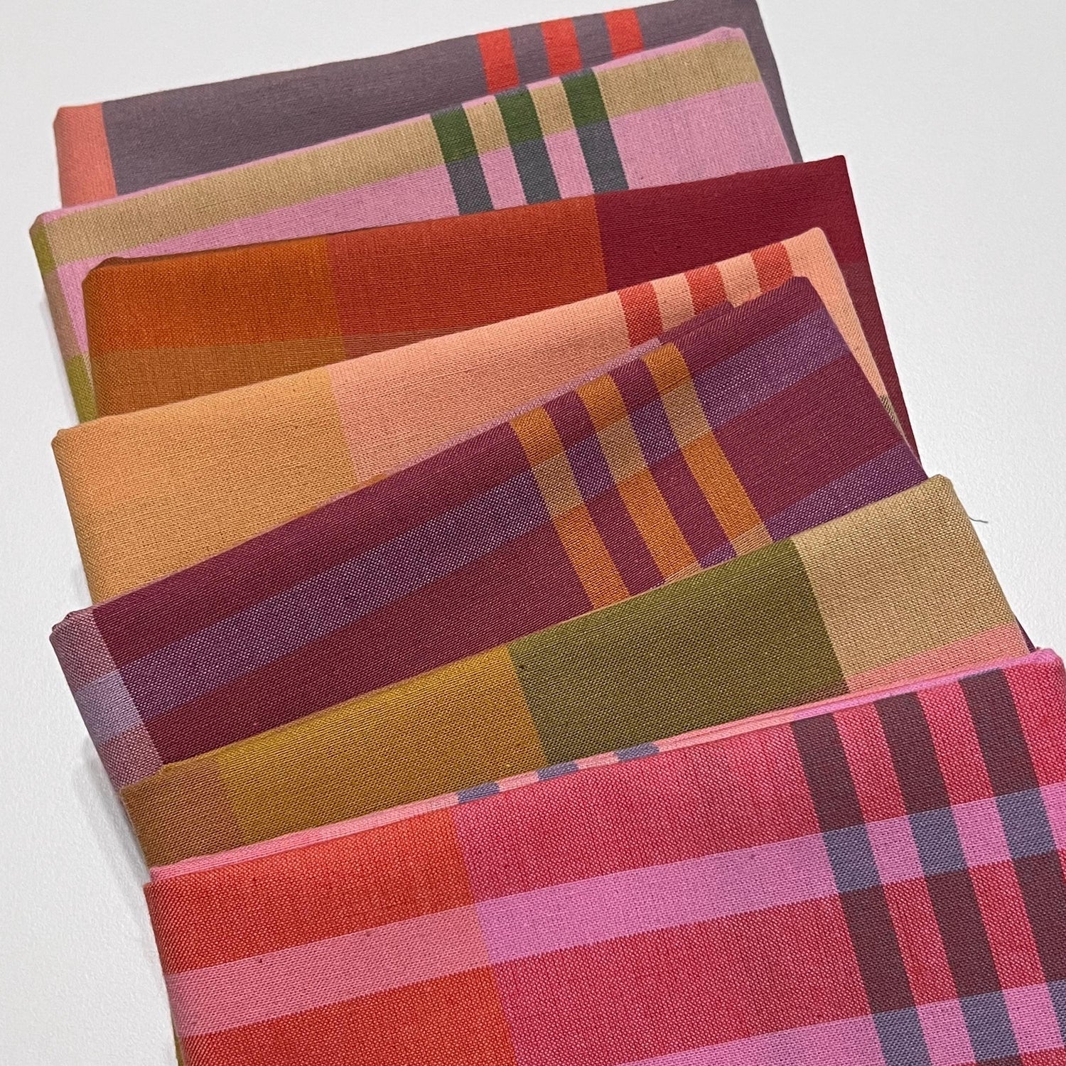 FABLEISM Lumiere is here SEVEN half yard 55 wide woven plaid cotton fabrics bundle