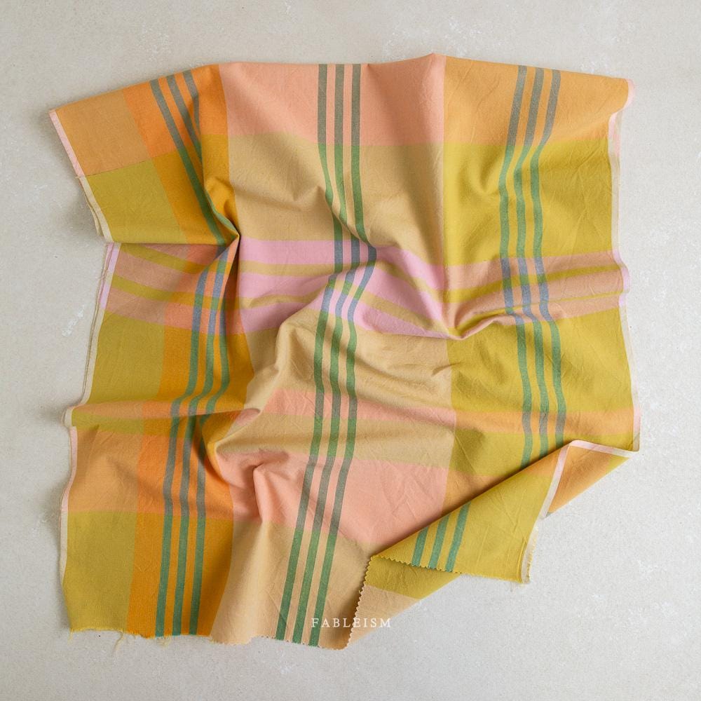 FABLEISM Lumiere House Dress Fabric in Retrograde 55 wide woven plaid cotton fabrics
