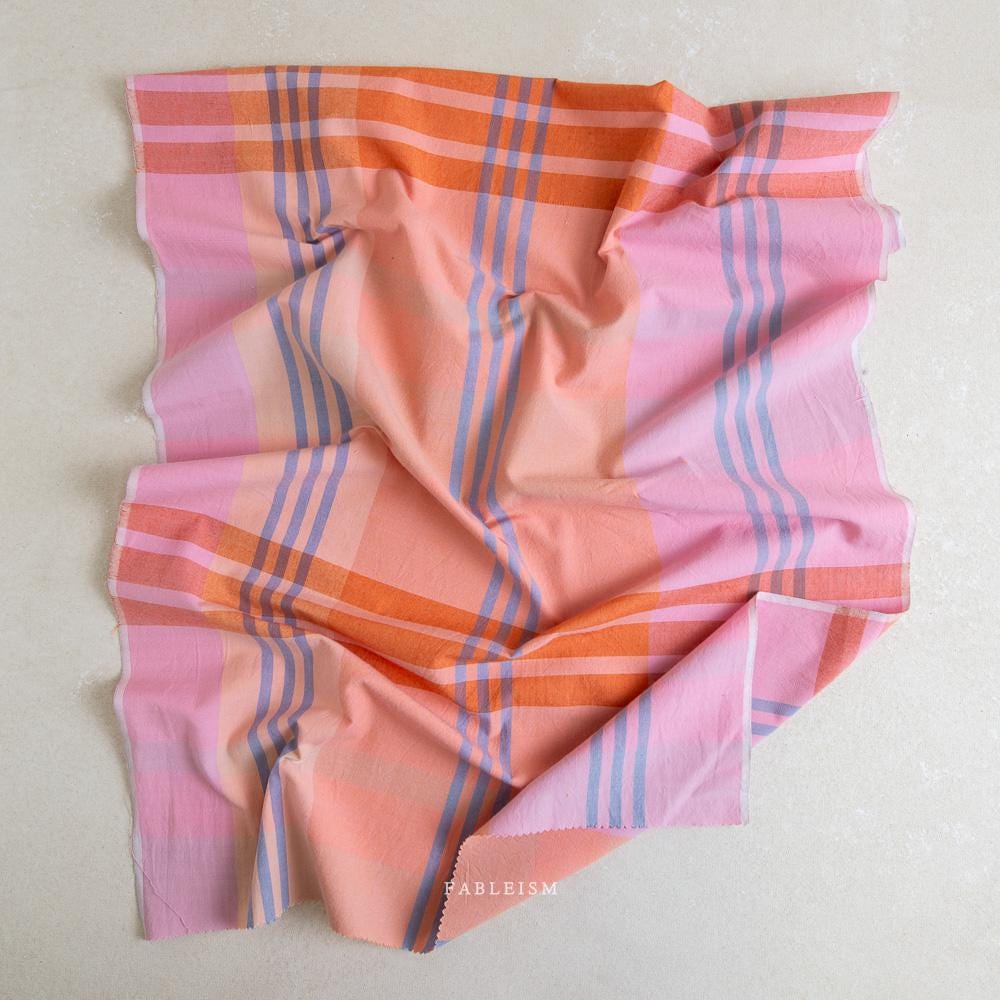 FABLEISM Lumiere House Dress Fabric in Fairweather 55 wide woven plaid cotton fabrics
