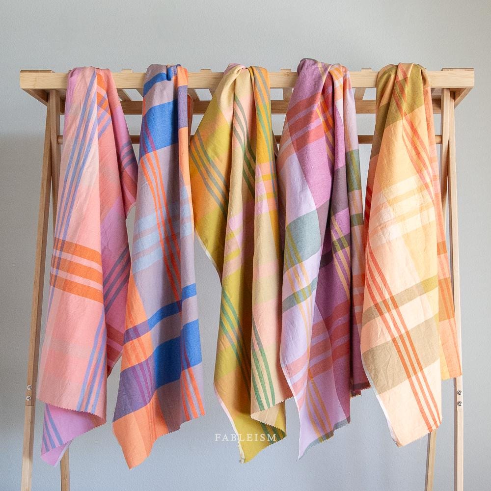 FABLEISM Plaid Midsommar Fabric 42 wide woven plaid cotton fabrics