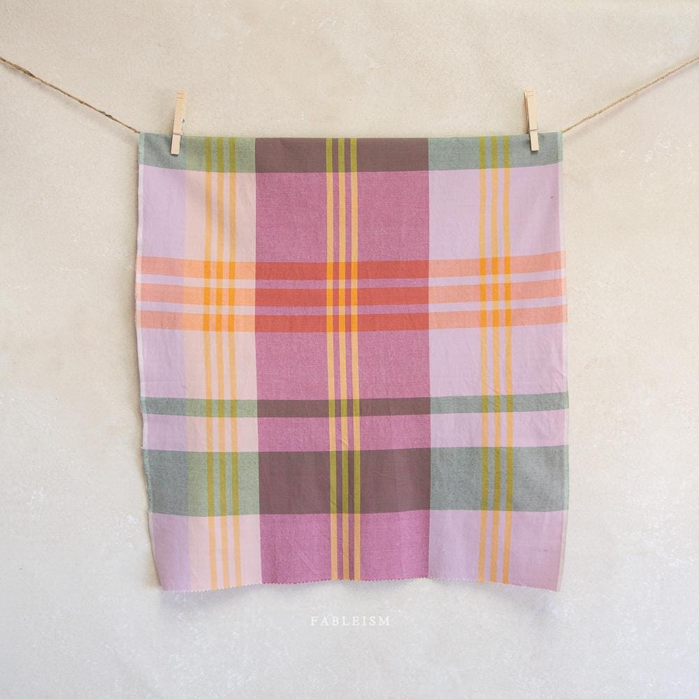 FABLEISM Lumiere House Dress Fabric in Amaranth Fields 55 wide woven plaid cotton fabrics