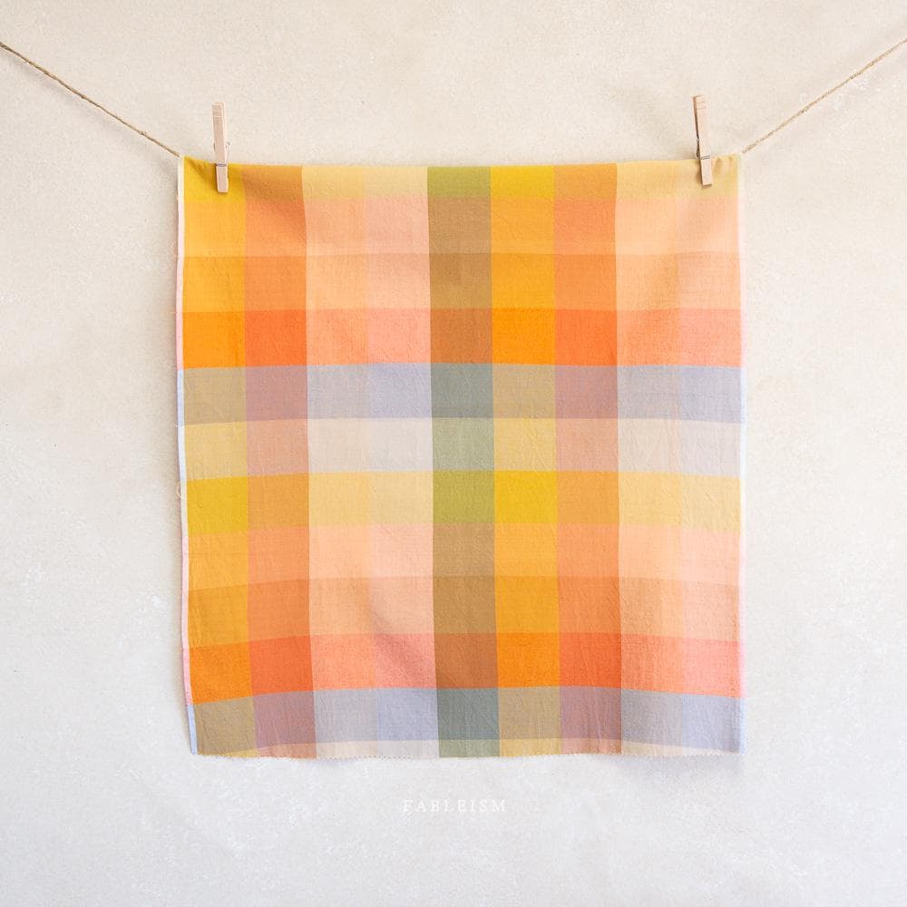 FABLEISM Lumiere Happy Checkers Fabric in Retro 55 wide woven plaid cotton fabrics