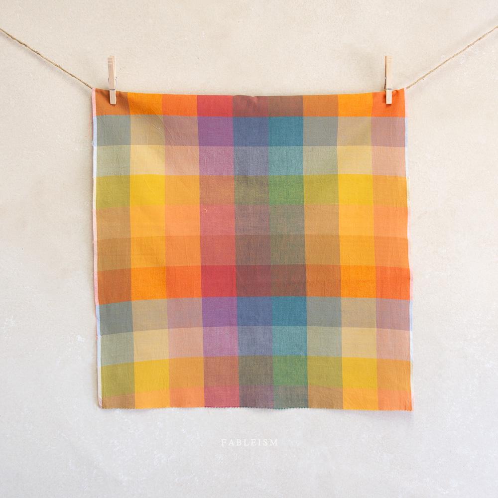 FABLEISM Lumiere Happy Checkers Fabric in BOLD 55 wide woven plaid cotton fabrics