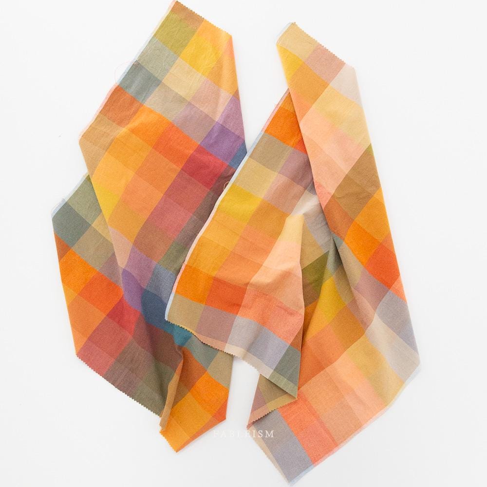 FABLEISM Lumiere Happy Checkers Fabric in BOLD 55 wide woven plaid cotton fabrics