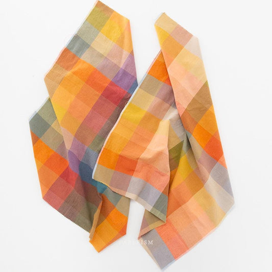 FABLEISM Lumiere Happy Checkers Fabric in BOLD 55 wide woven plaid cotton fabrics
