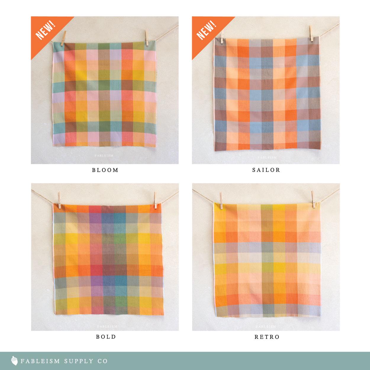 FABLEISM Lumiere Happy Checkers Fabric in BOLD 55 wide woven plaid cotton fabrics
