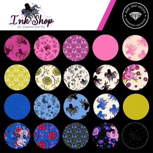 Ink Shop Ruby Star Society fabric 5 x 5 Charm Squares