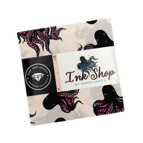 Ink Shop Ruby Star Society fabric 5 x 5 Charm Squares